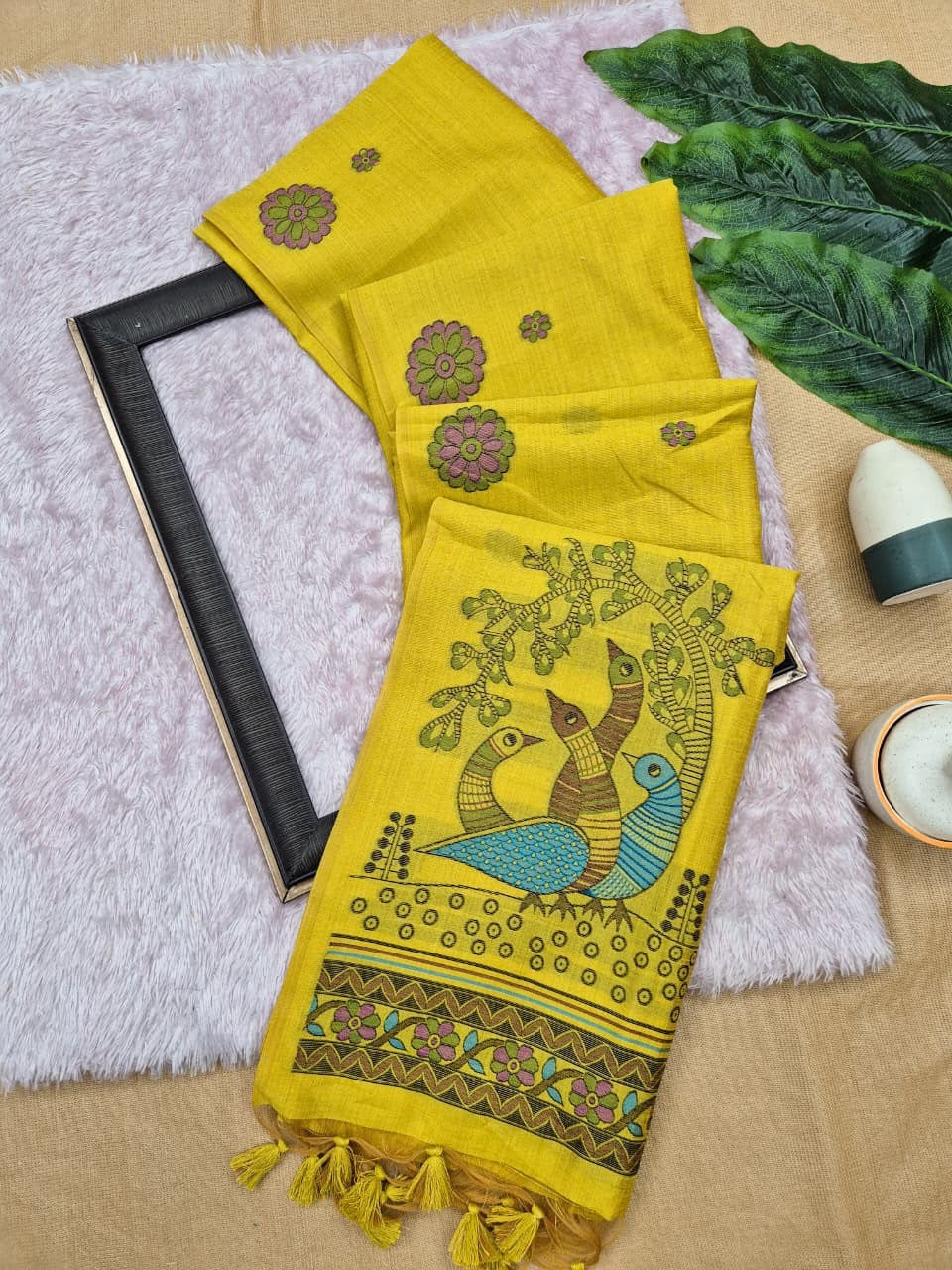Soft jute linen saree