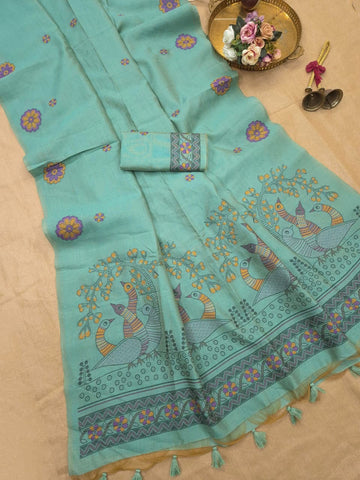 Soft jute linen saree