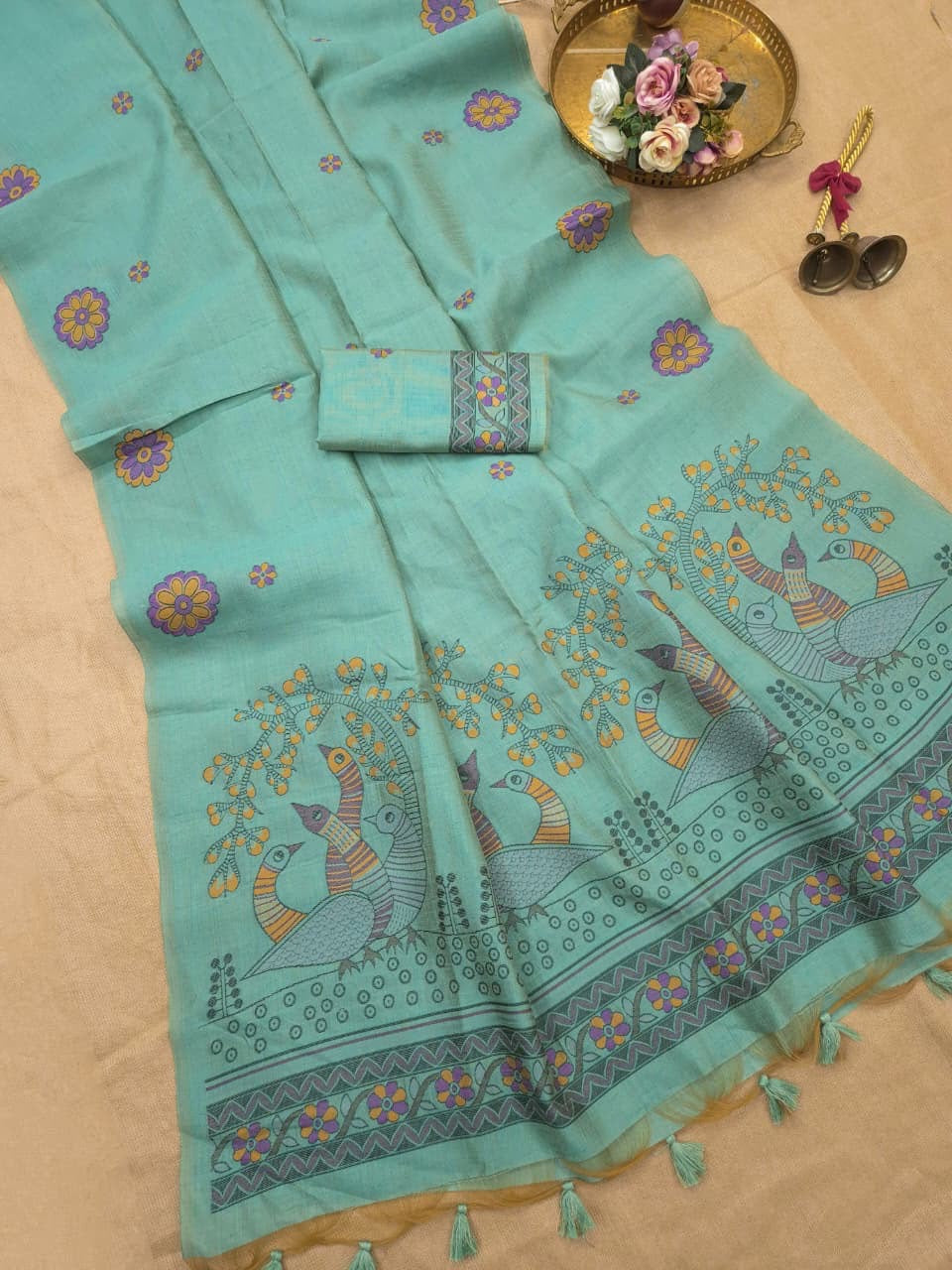 Soft jute linen saree