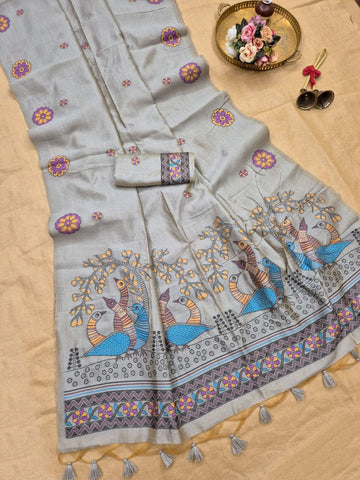 Soft jute linen saree