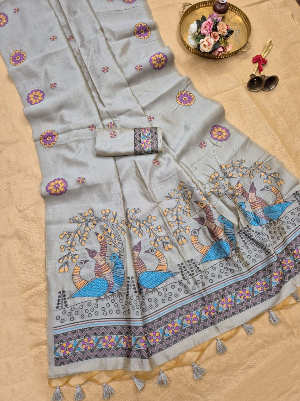 Soft jute linen saree