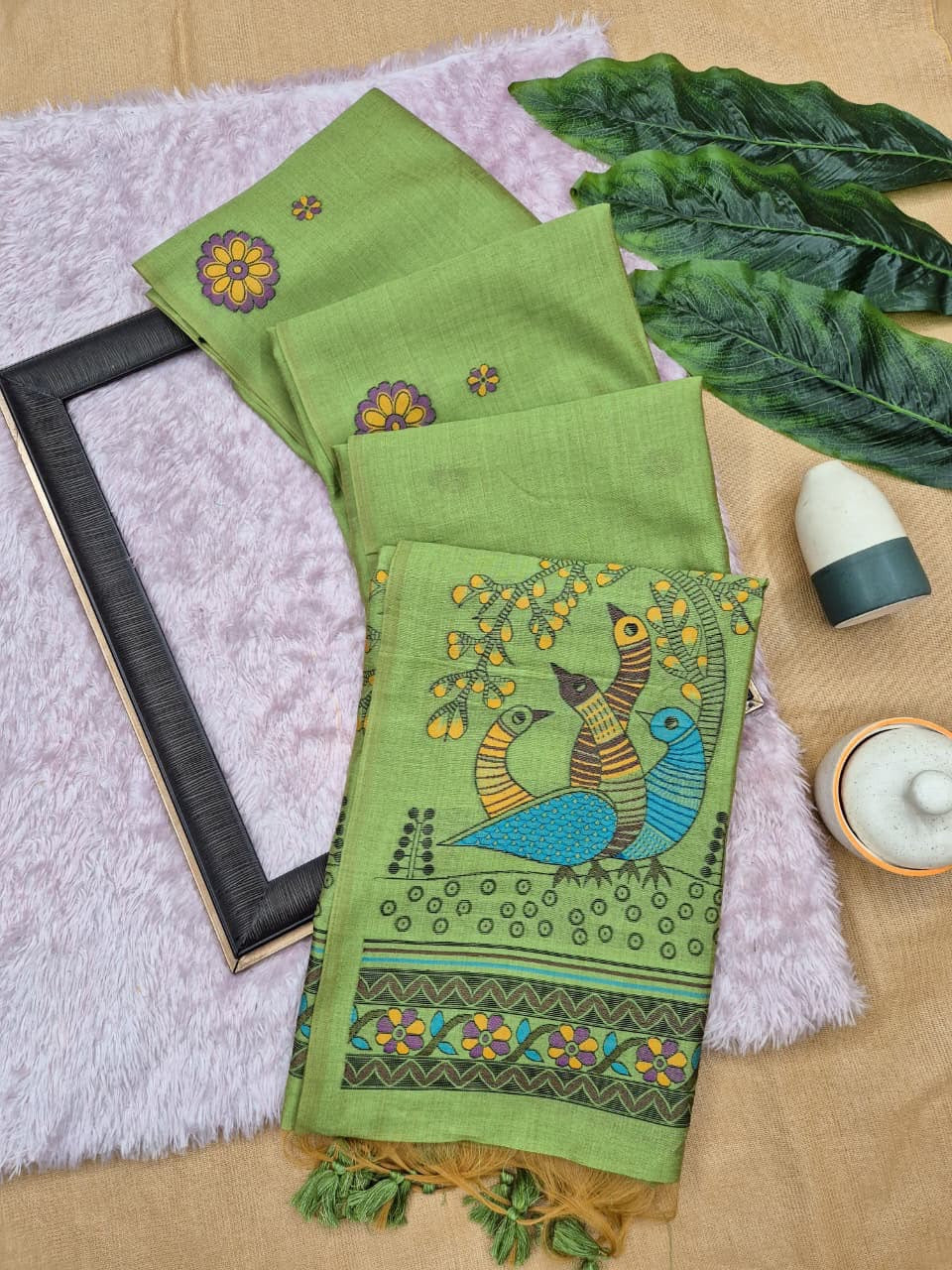 Soft jute linen saree