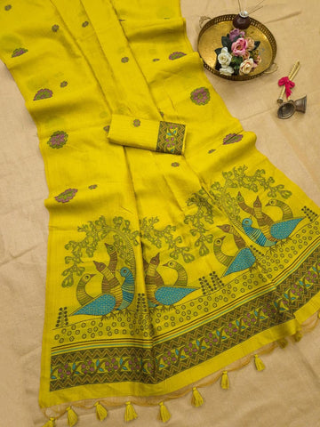 Soft jute linen saree
