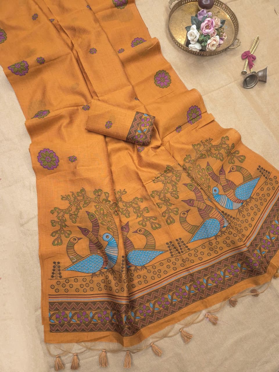 Soft jute linen saree