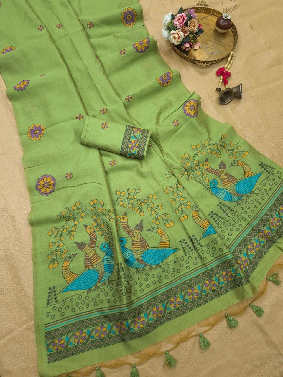 Soft jute linen saree