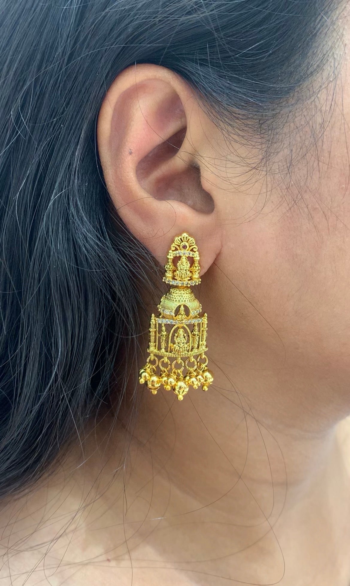 Beautiful Lakshmi devi earrings with pushback