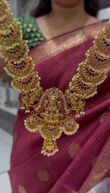 Beautiful Jadav Kundan long haram with pushback earrings