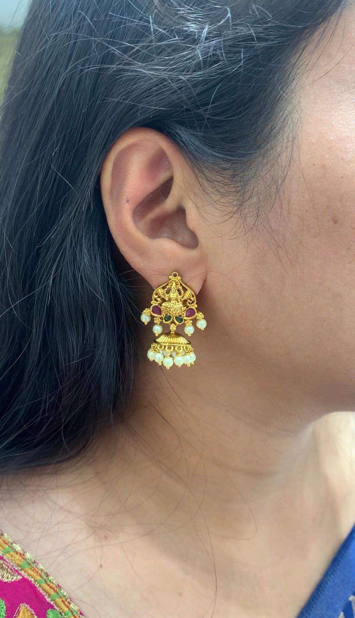 Beautiful Lakshmi devi studs with pushback