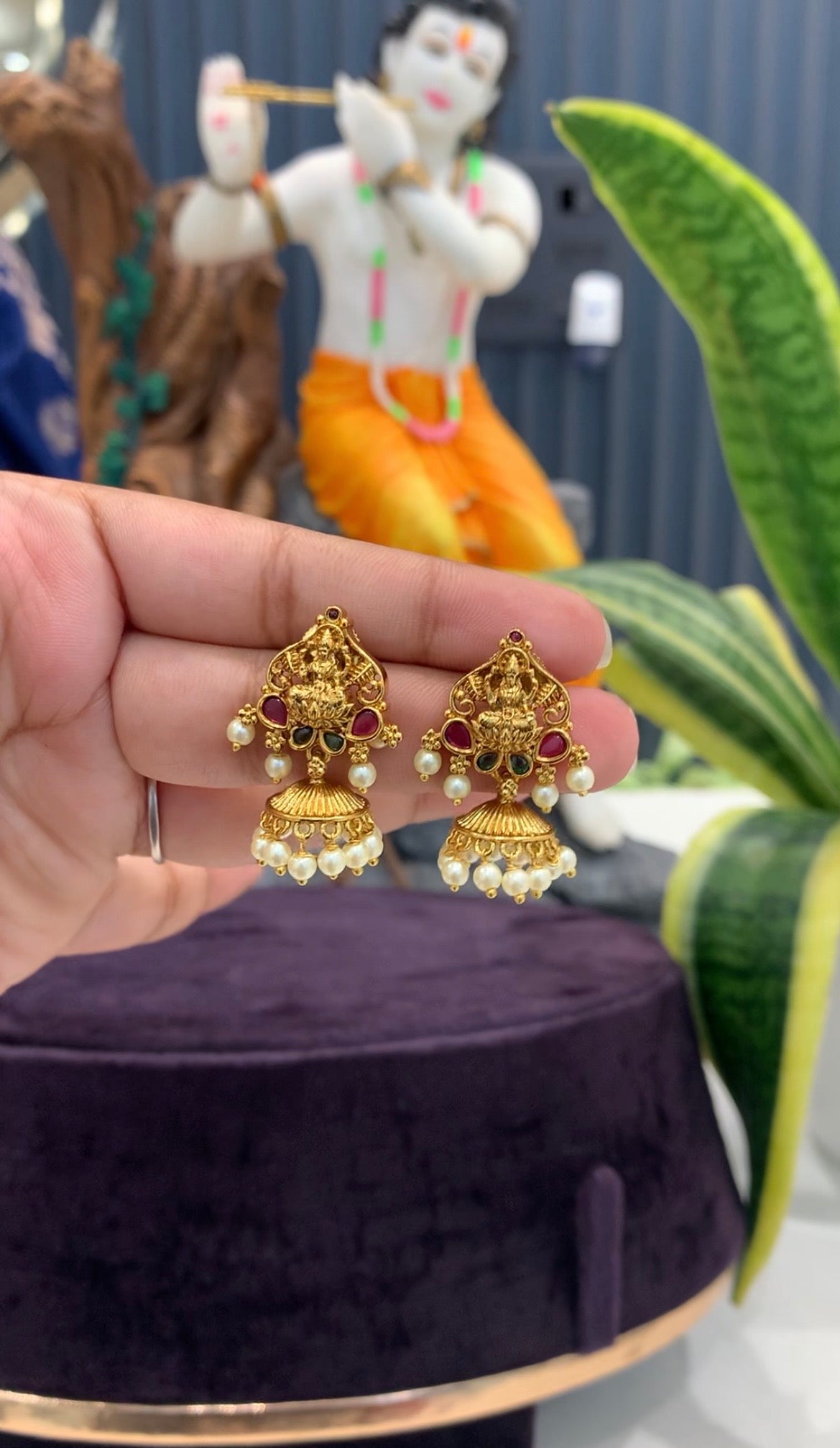 Beautiful Lakshmi devi studs with pushback