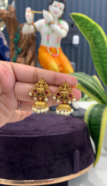 Beautiful Lakshmi devi studs with pushback
