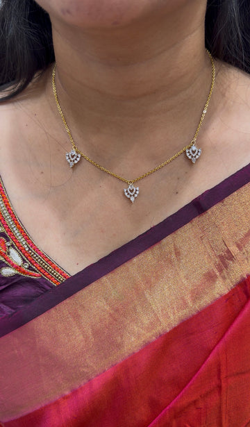 Beautiful simple white stone lockets with Chandraharam chain 18 inchs long