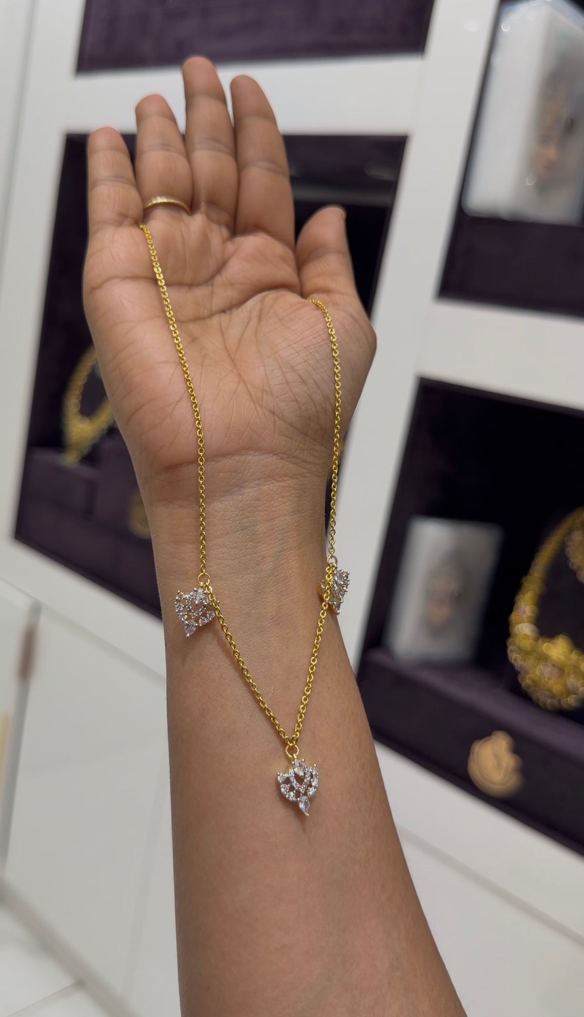 Beautiful simple white stone lockets with Chandraharam chain 18 inchs long