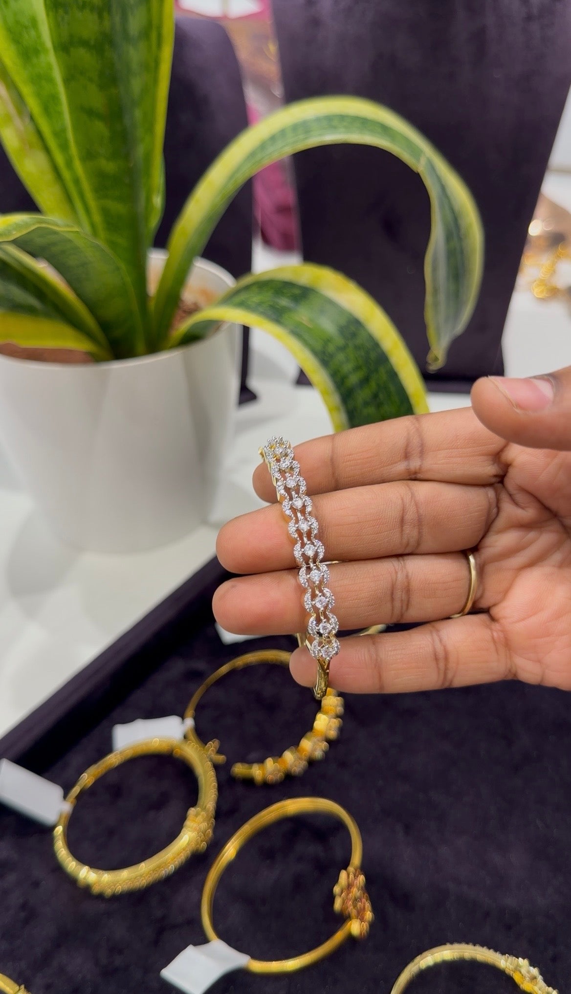 Beautiful white stones diamond replica bracelet