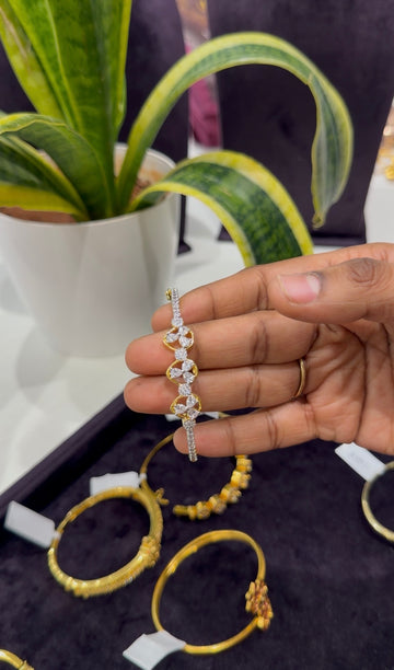 Beautiful white stones diamond replica openable bracelet