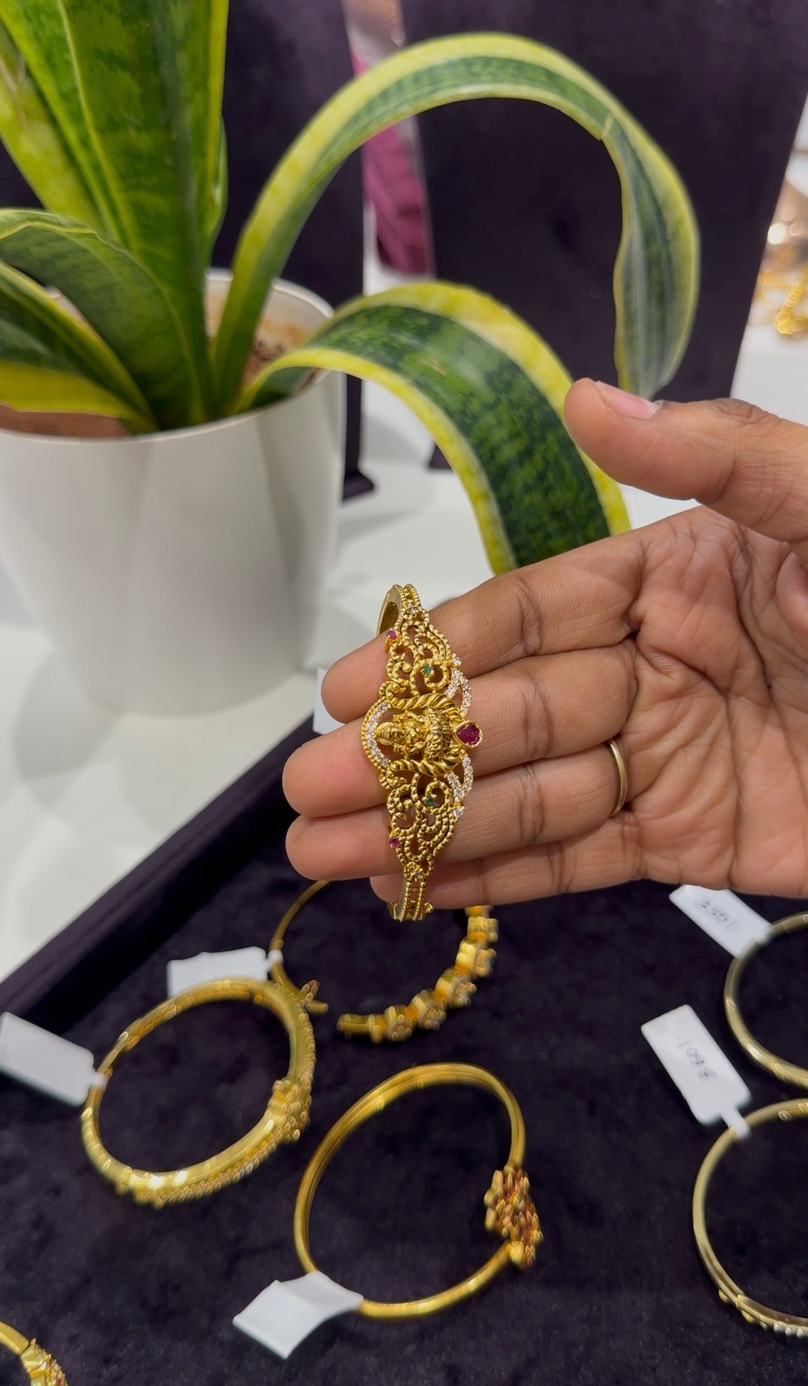 Beautiful CZ stone Lakshmi devi openable bracelet