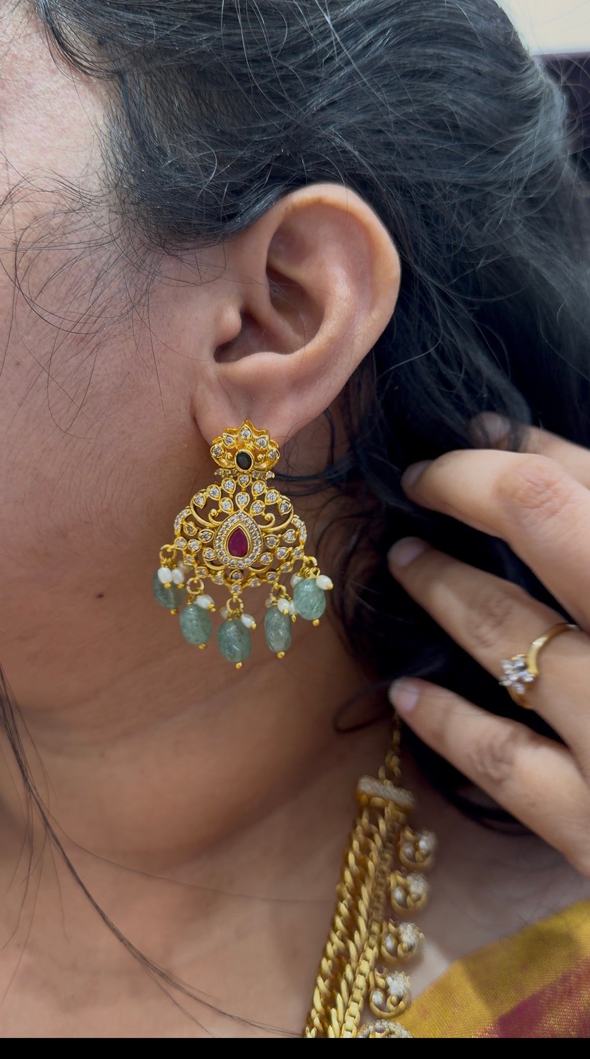 Beautiful CZ stones jelebi haram with screwback earrings