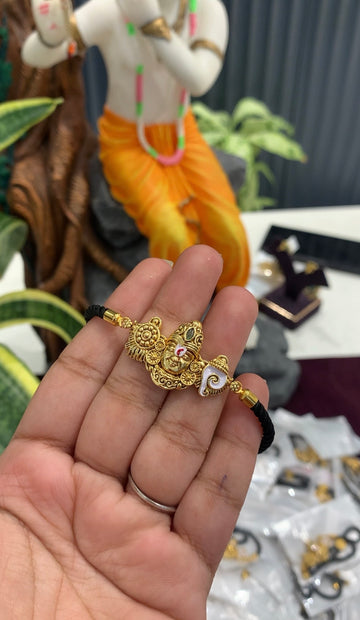 Beautiful Venkateswara swamy bracelet with adjustable black thread