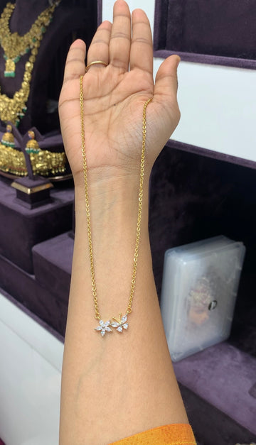 Beautiful simple white stone pendant with Chandraharam chain 18 inchs long