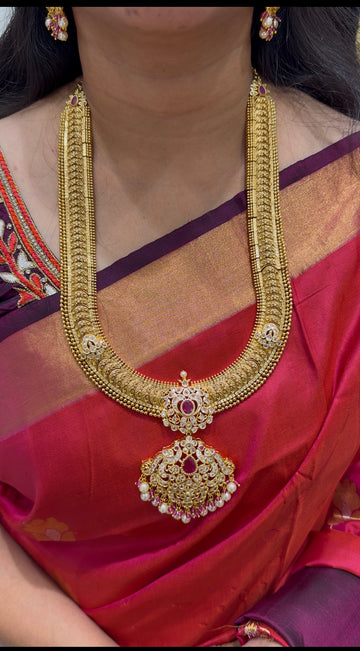 Beautiful uncut stone kasula model haram with screwback earrings