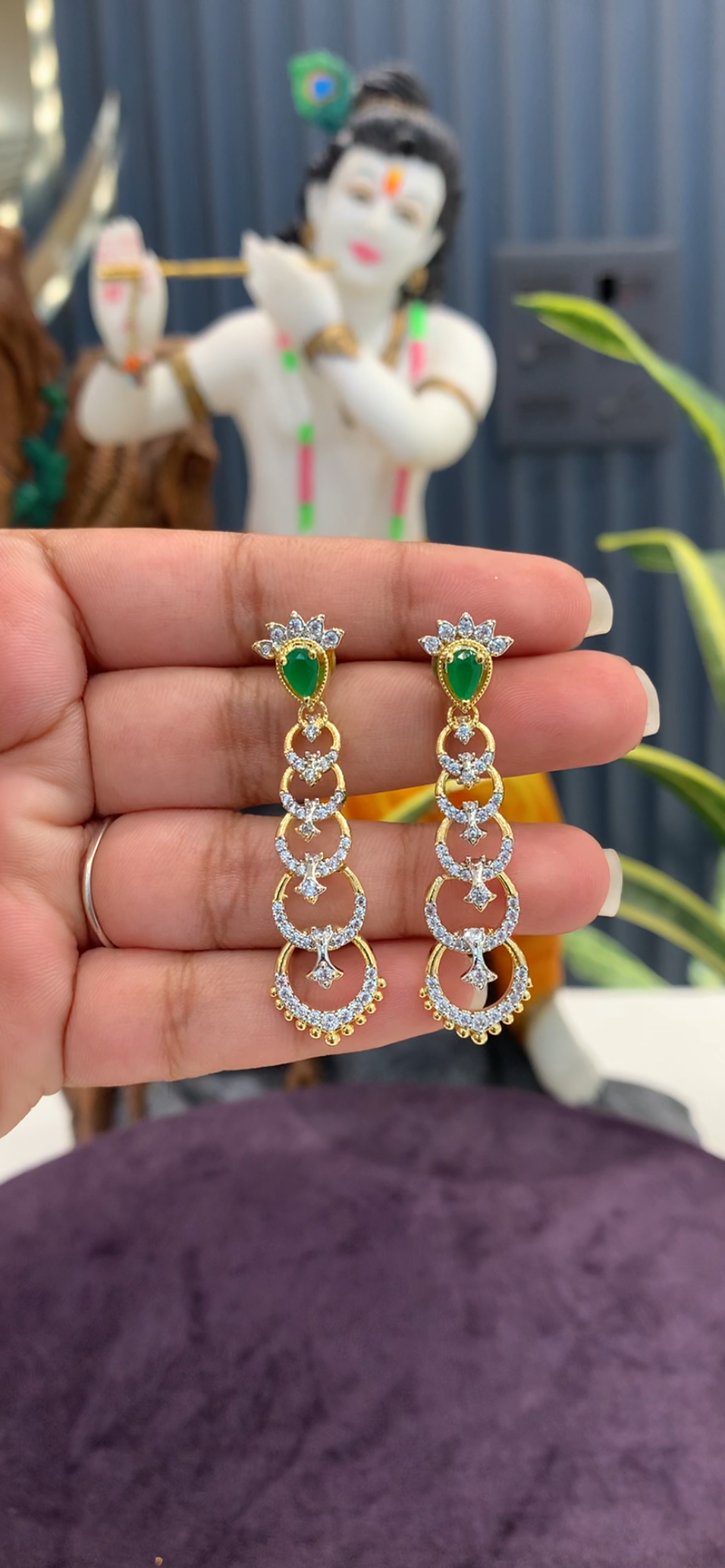 Beautiful white stone earrings with pushback