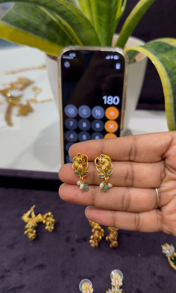Beautiful peacock design pushback earrings