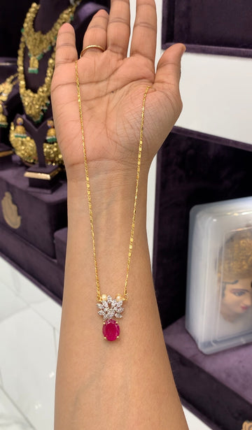 Beautiful red color pendant with simple chain 18 inchs long