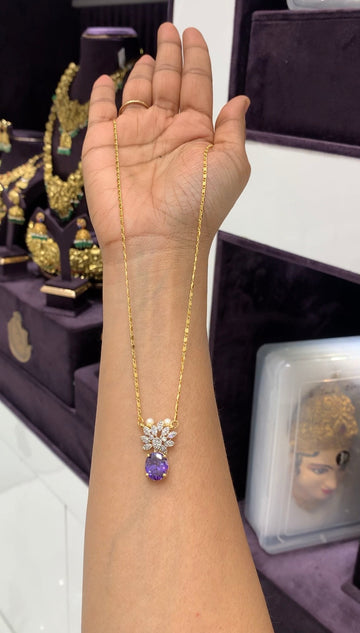 Beautiful purple color pendant with simple chain 18 inchs long