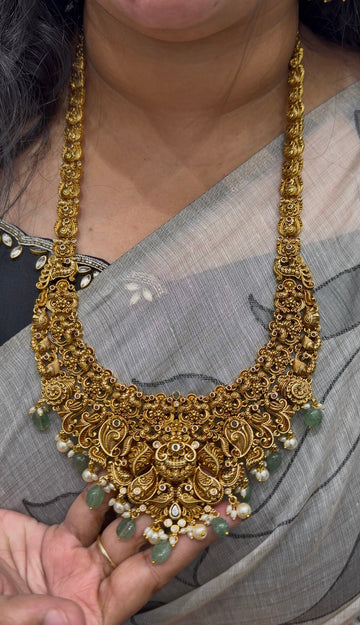 Beautiful peacock design long haram with pushback