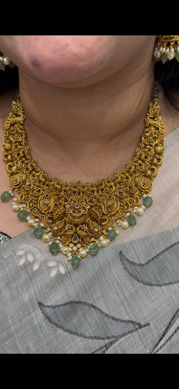 Beautiful peacock design necklace with pushback earrings