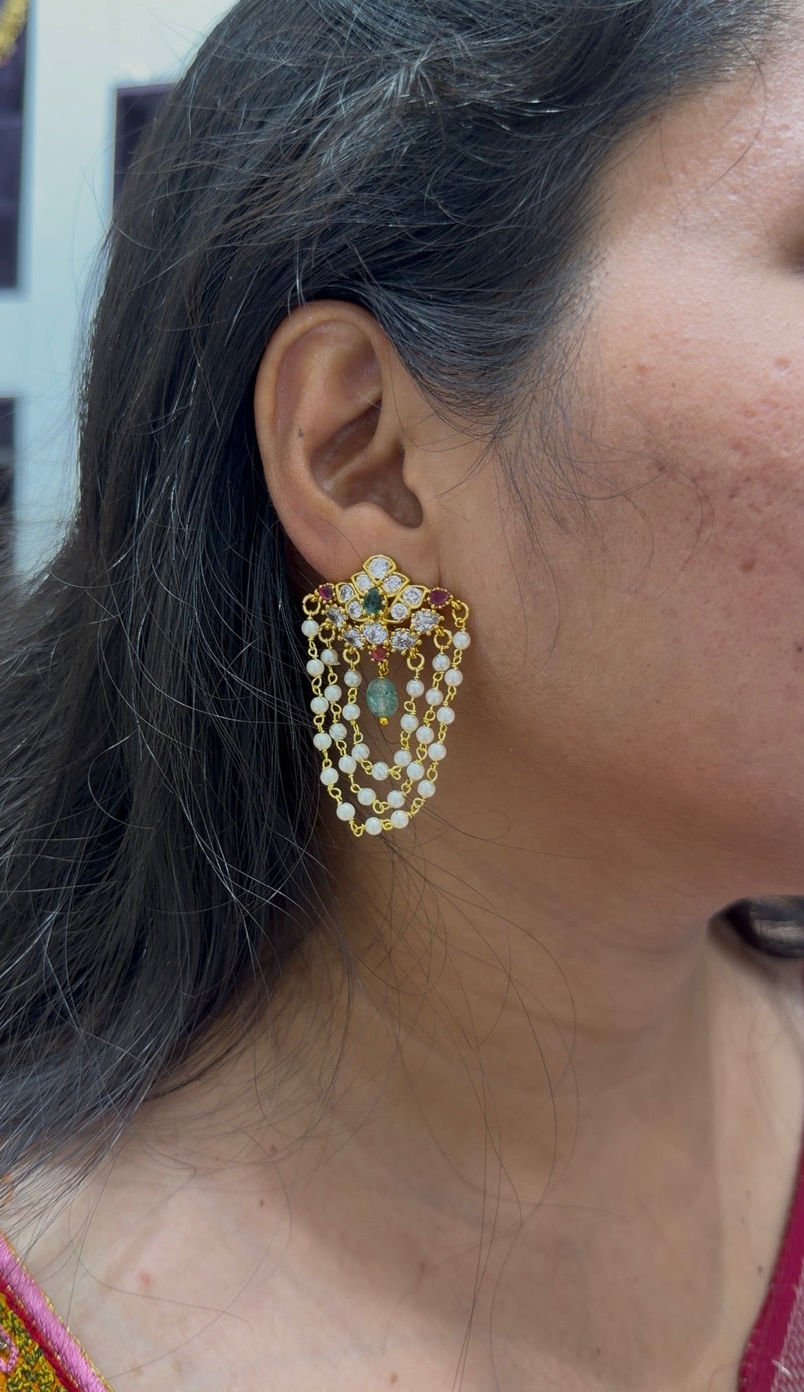 Beautiful uncut stone earrings with pushback