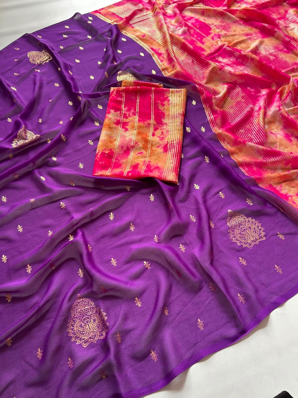 Soft moss chiffon saree