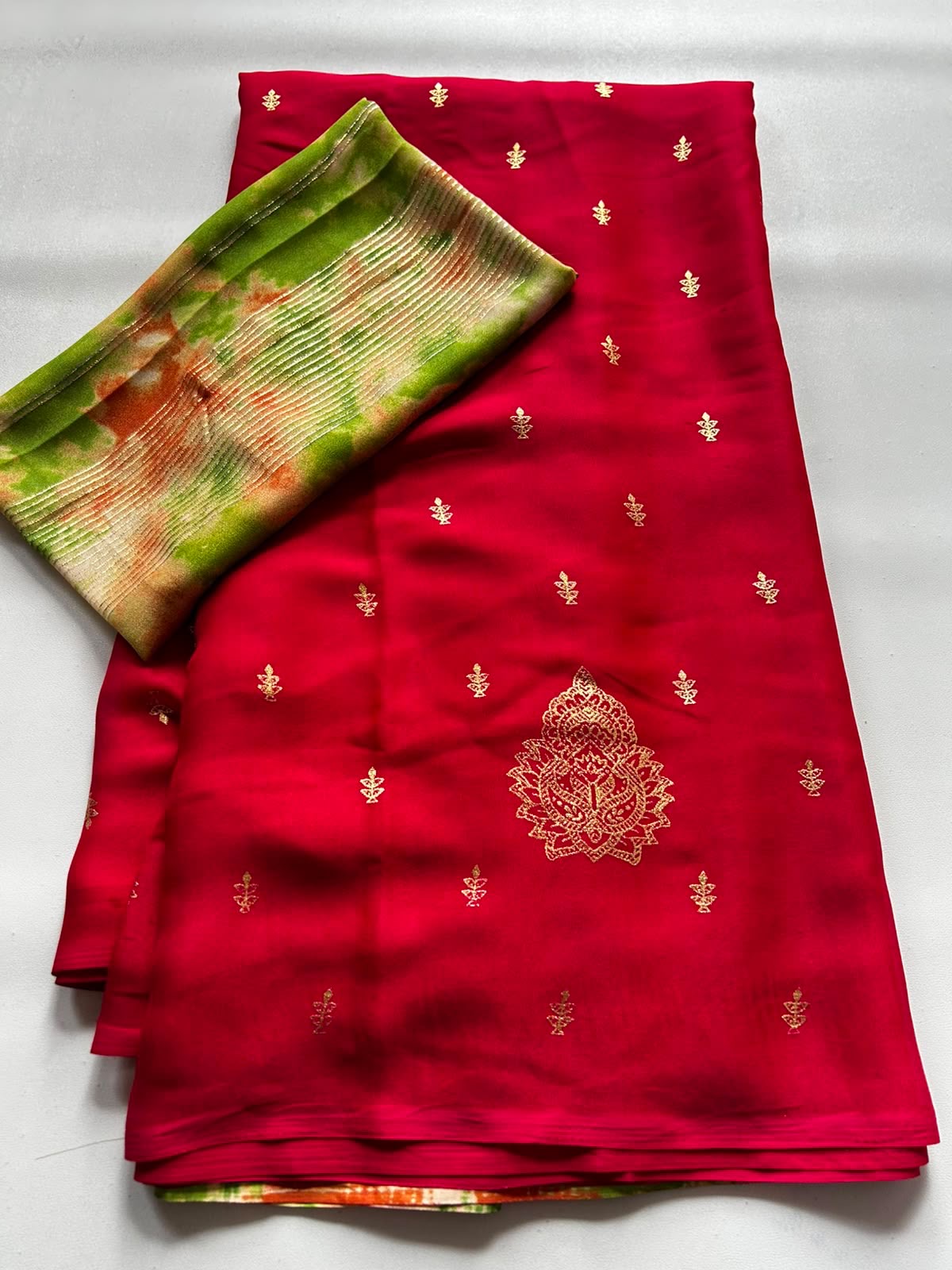 Soft moss chiffon saree