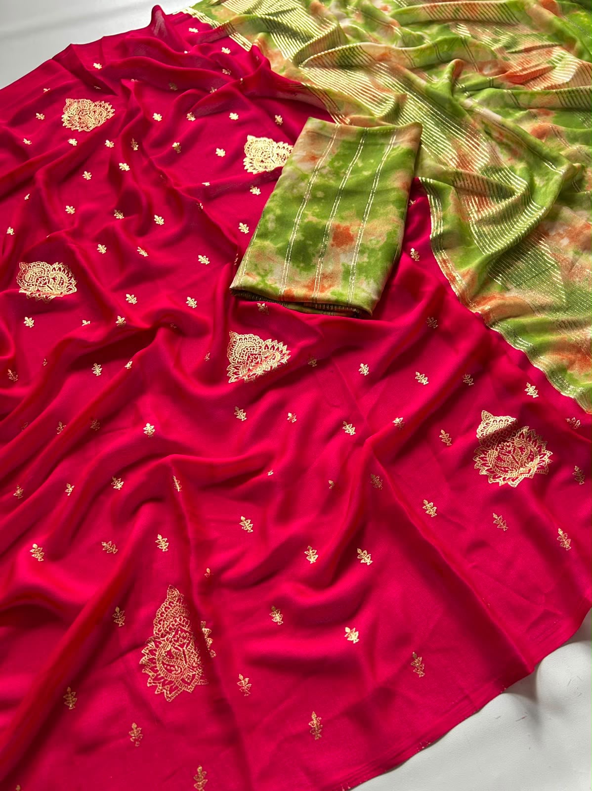 Soft moss chiffon saree
