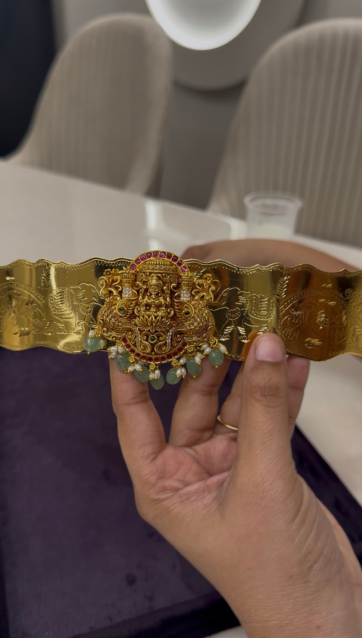 Beautiful pota stone Lakshmi devi pendant adult hipbelt