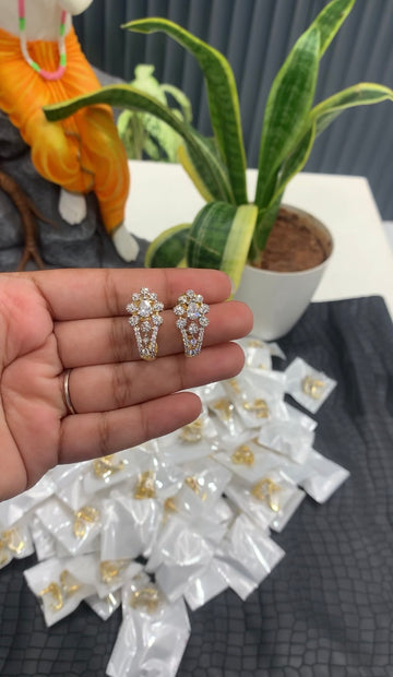 Beautiful white stone diamond replica studs with pushback