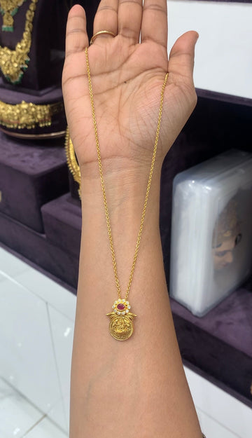 Beautiful kasula model locket with Chandraharam chain 18 inchs long