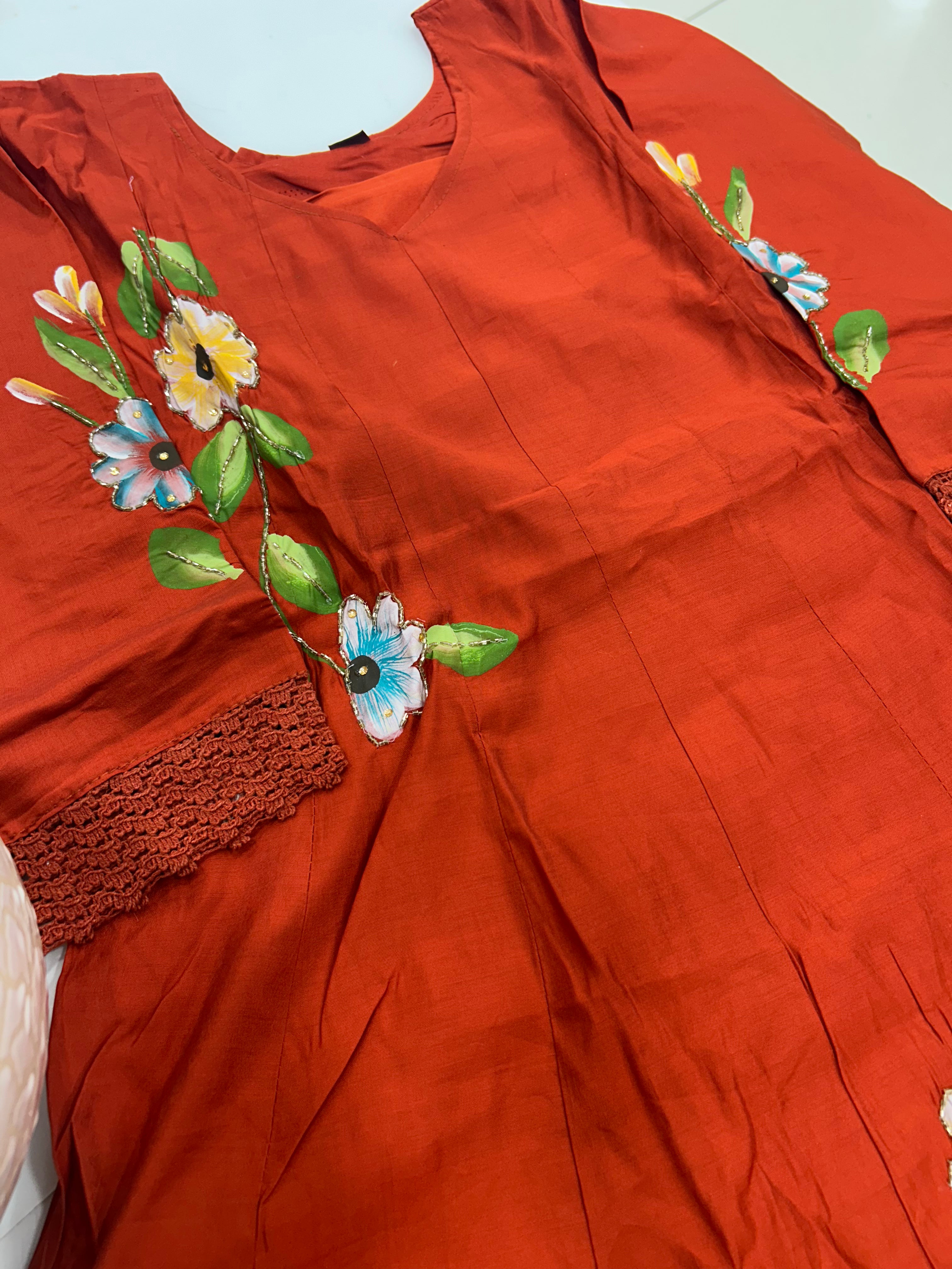 Beautiful Mul chenderi A-line 3-piece set