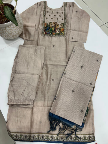 Tusser silk 3-piece set