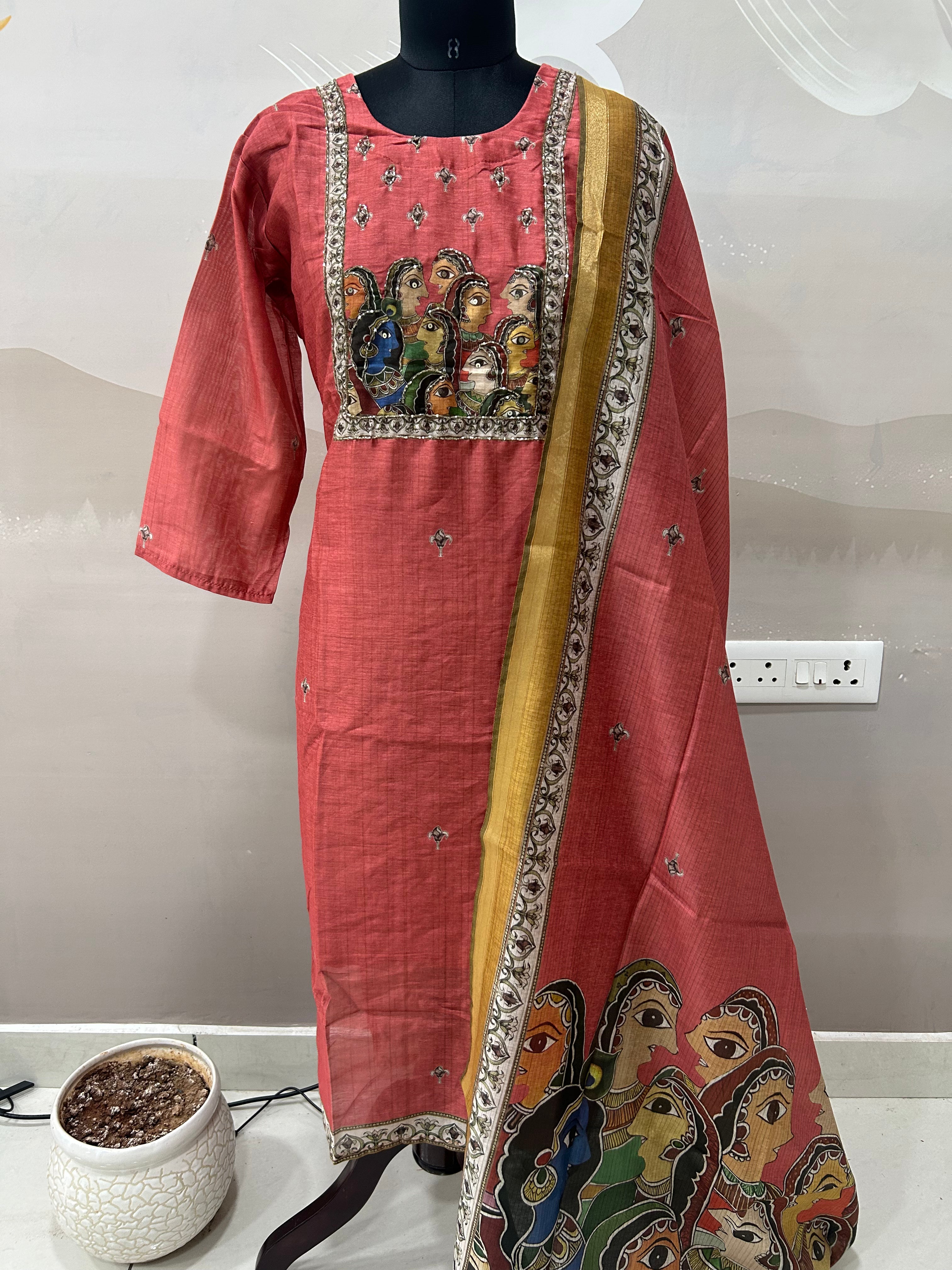 Tusser silk 3-piece set