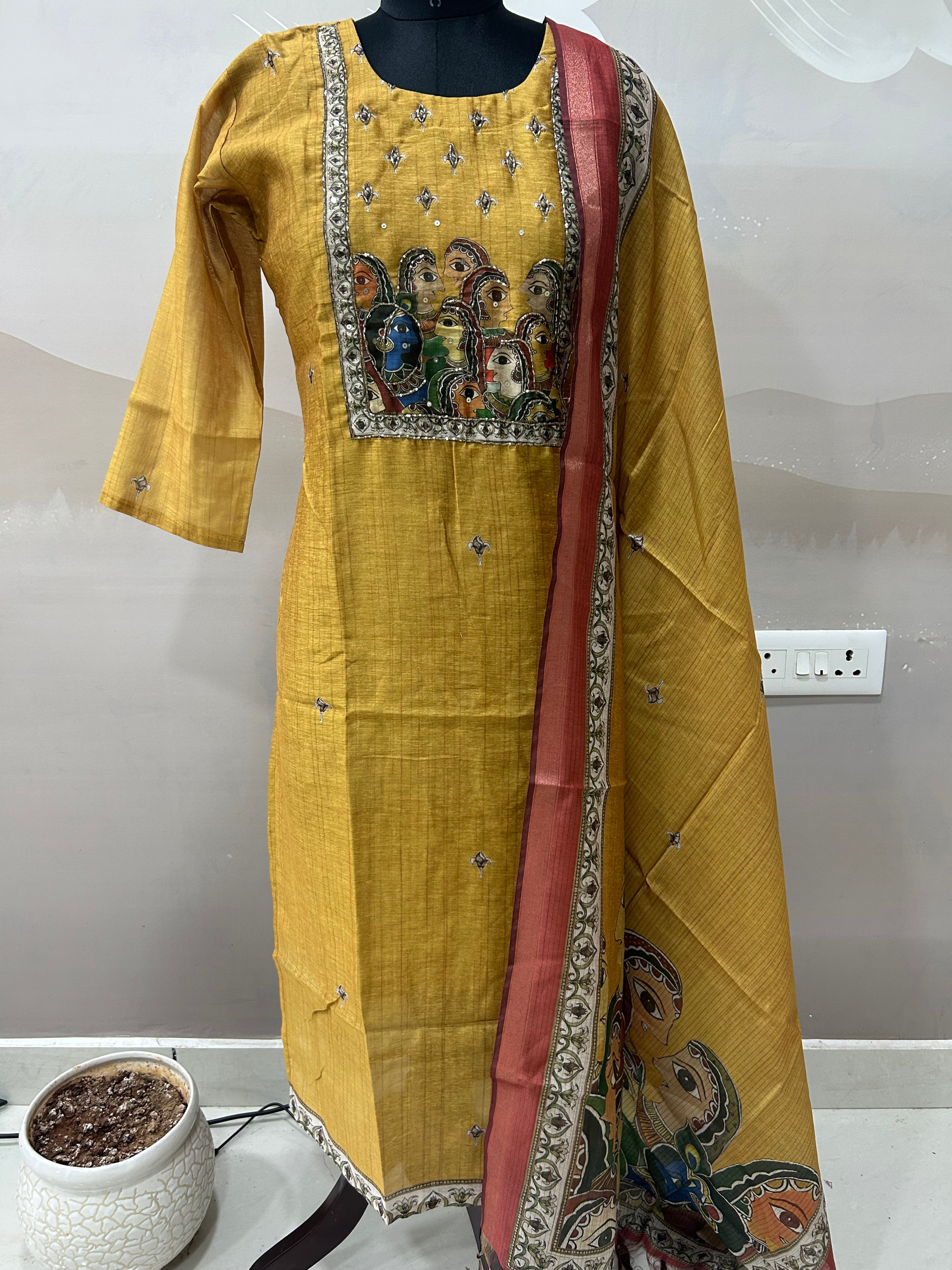 Tusser silk 3-piece set