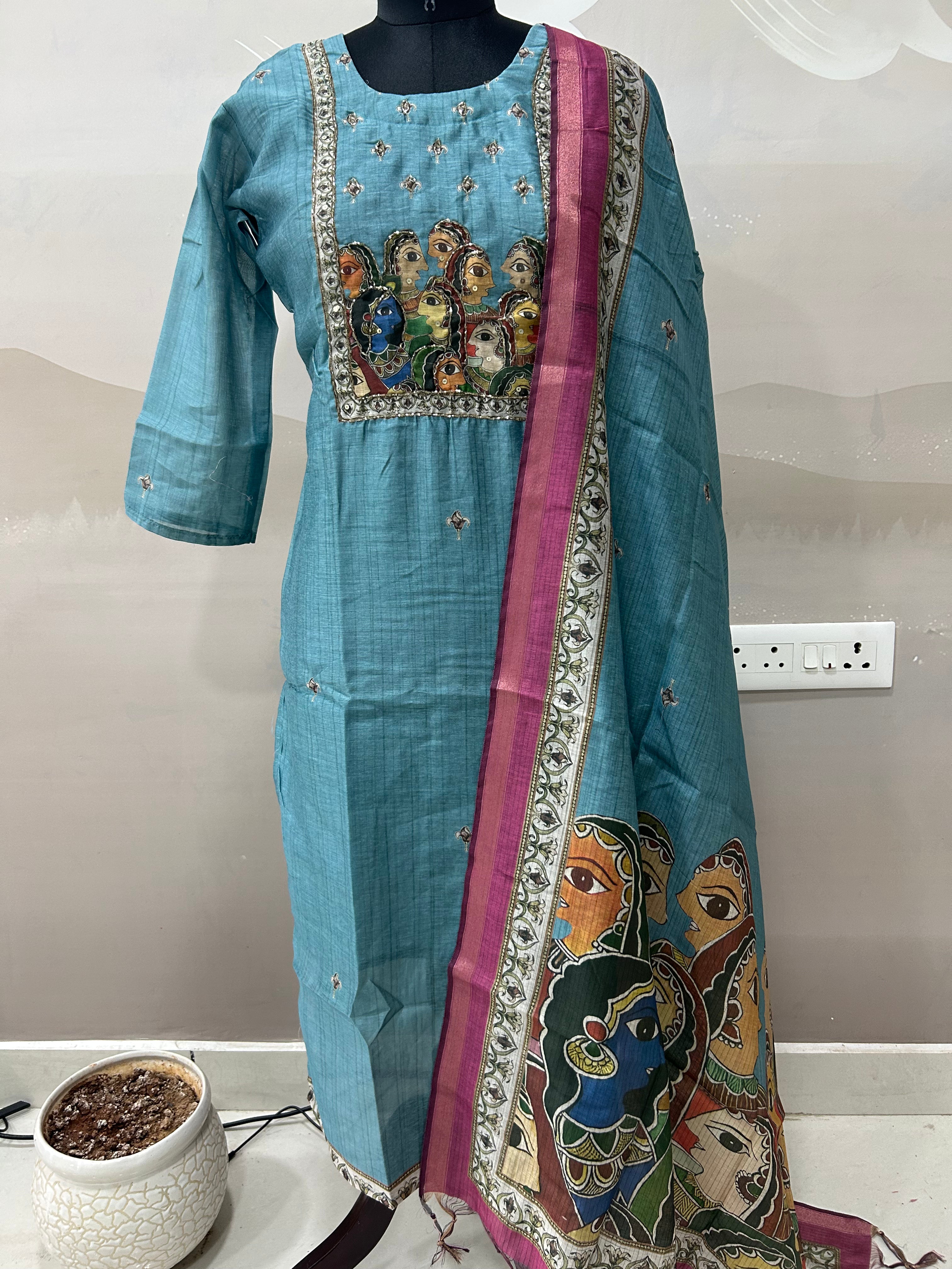 Tusser silk 3-piece set