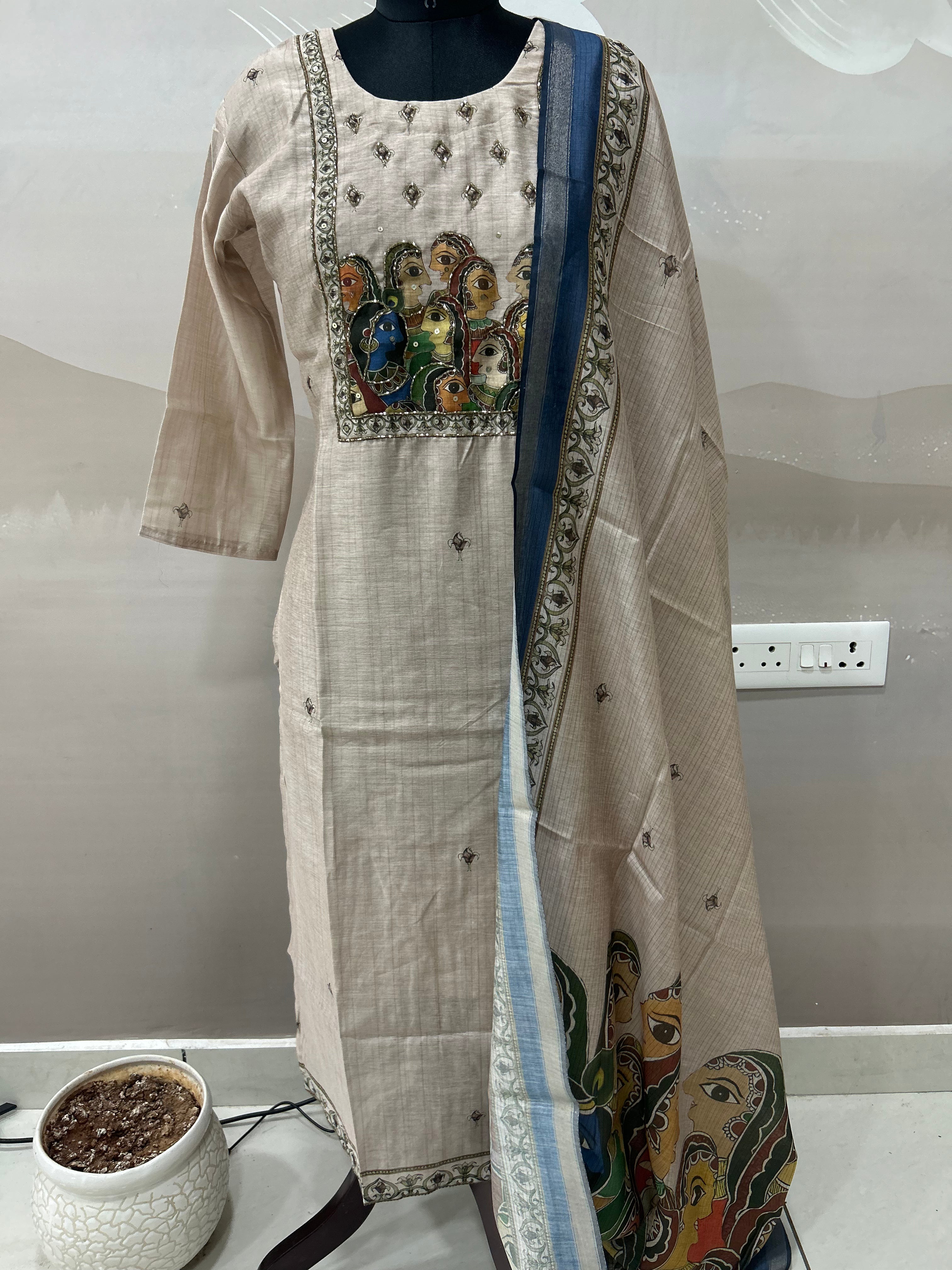 Tusser silk 3-piece set