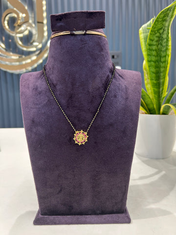 Beautiful simple lakshmi devi pendant with blackbeads chain 18 inchs long