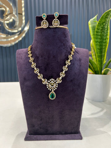 Beautiful CZ stones necklace with pushback earrings
