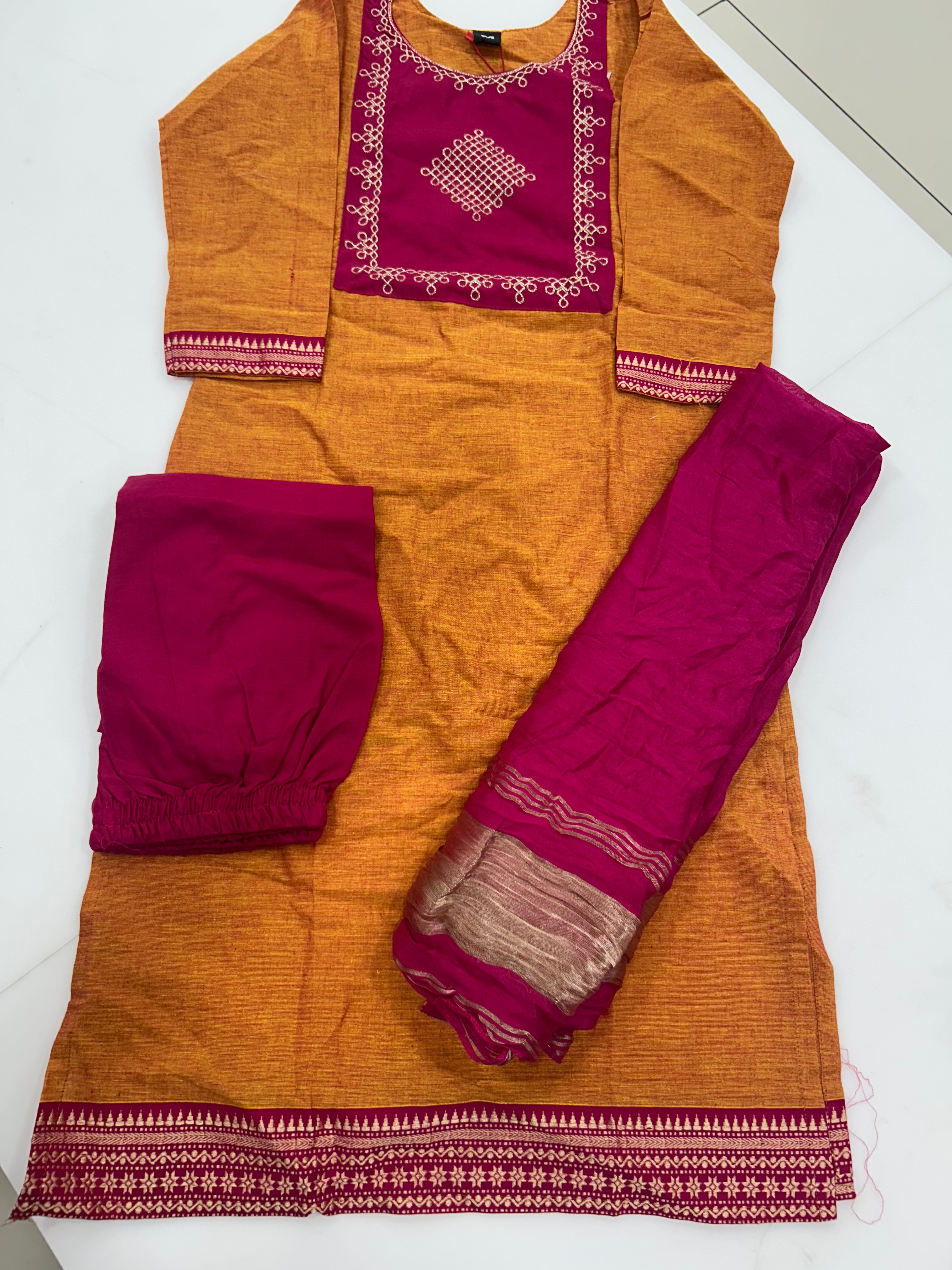 Cotton straight cut 3-piece set