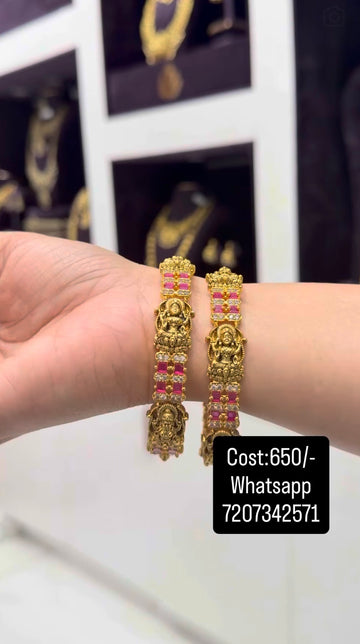 Beautiful ruby & white stone lakshmi devi bangles
