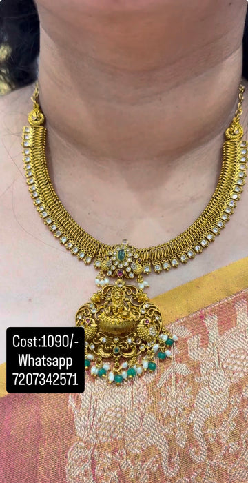 Beautiful Lakshmi devi idol kanti model necklace