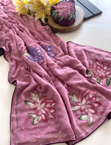 Soft crushed chiffon georgette saree