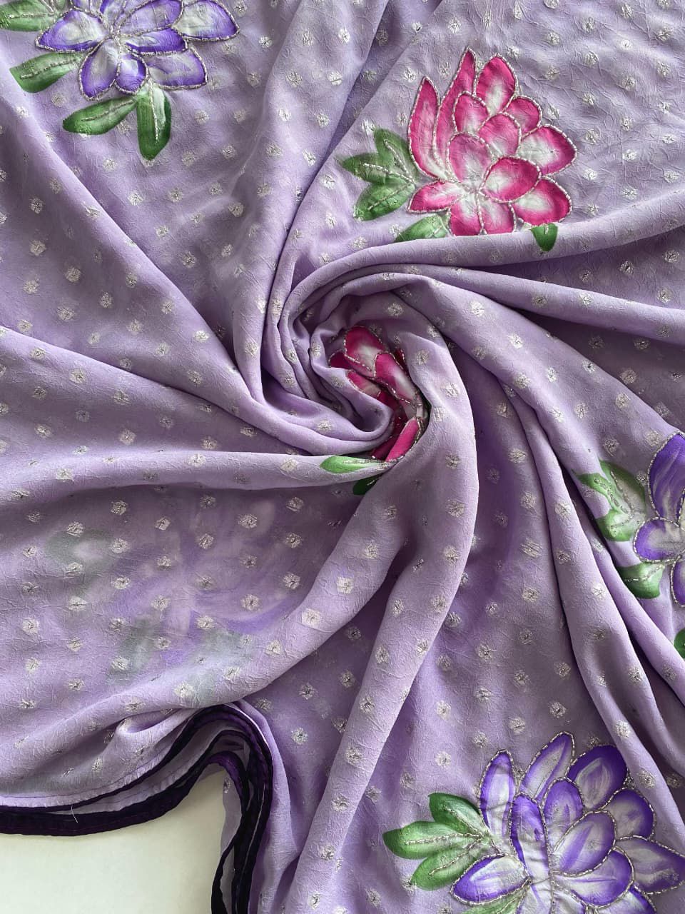 Soft crushed chiffon georgette saree