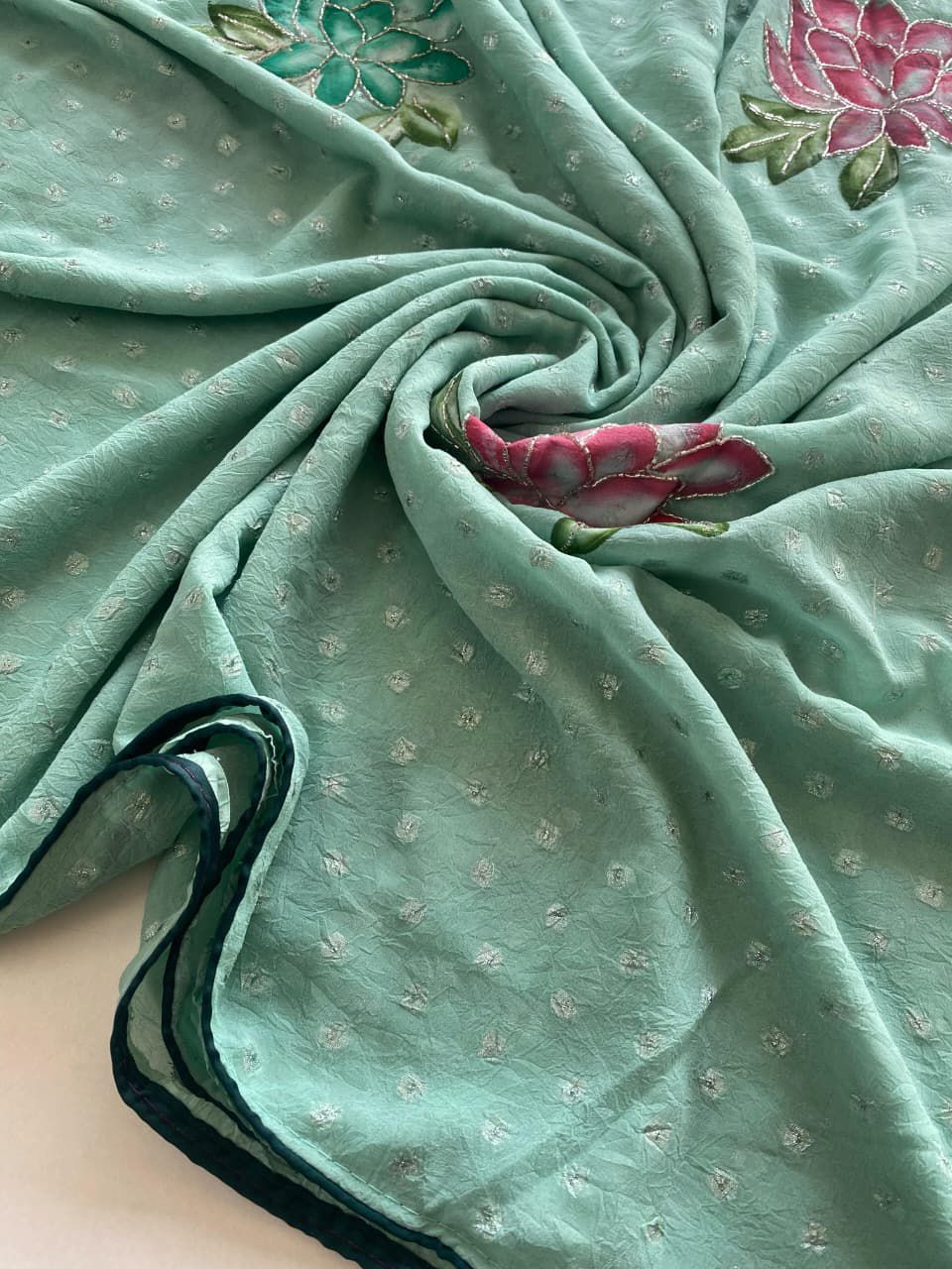 Soft crushed chiffon georgette saree